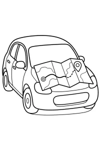 Auto con mappa aperta sul cofano disegno da colorare PDF gratis