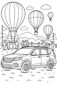 SUV al festival delle mongolfiere disegno da colorare PDF gratis