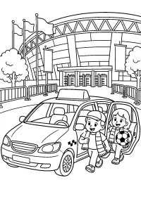 Taxi davanti allo stadio disegno da colorare PDF gratis