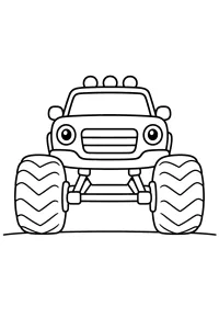 Front View Monster Truck with Giant Tires coloring page free PDF