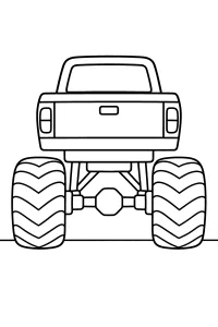 Monster truck arrière aux gros pneus dessin à colorier PDF gratuit