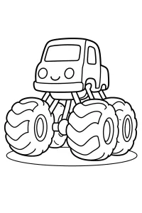 Camião monstro sorridente com pneus gigantes desenho para colorir PDF grátis