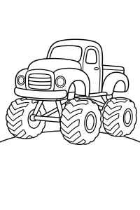 Monster truck vintage con ruote giganti disegno da colorare PDF gratis