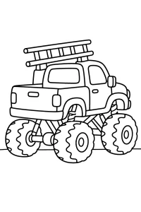 Monster truck avec échelle sur le toit dessin à colorier PDF gratuit