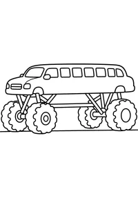 Limousine-monstertruck met reusachtige banden kleurplaat gratis PDF
