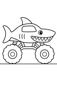 Camião monstro tubarão para colorir desenho para colorir PDF grátis