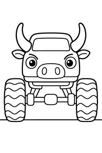 Bull Monster Truck with Horns coloring page free PDF