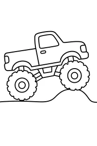 Camión monstruo con una rueda en la colina dibujo para colorear PDF gratis