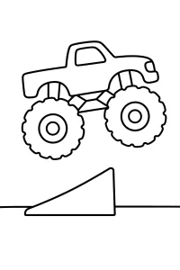 Monster truck che salta sulla rampa disegno da colorare PDF gratis