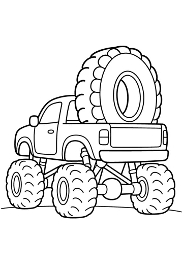 Monster truck con ruota di scorta gigante