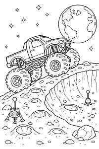 Monstertruck am Mondkrater malvorlage kostenlos PDF