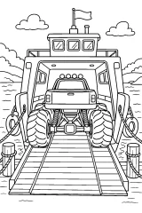 Monster truck sulla rampa del traghetto disegno da colorare PDF gratis
