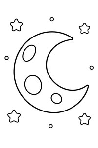 Crescent Moon with Stars coloring page free PDF