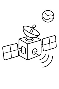 Communications Satellite in Space coloring page free PDF