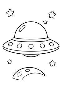 Disco volante tra stelle e pianeta disegno da colorare PDF gratis
