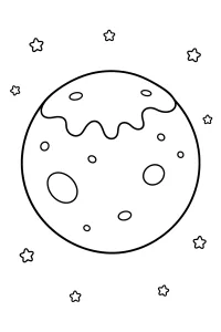 Planet mit Eiskappe und Kratern malvorlage kostenlos PDF