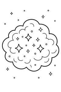 Cloud-Shaped Nebula with Stars coloring page free PDF