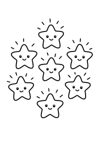Sei stelline sorridenti nello spazio disegno da colorare PDF gratis