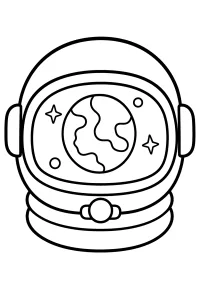 Casco da astronauta con pianeta nel visore disegno da colorare PDF gratis
