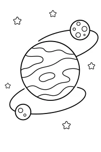 Pianeta con due lune disegno da colorare PDF gratis