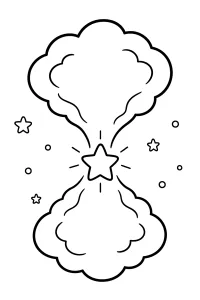 Étoile entre les nuages spatiaux dessin à colorier PDF gratuit