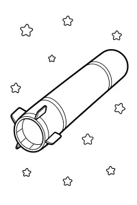 Cohete en el espacio con estrellas dibujo para colorear PDF gratis