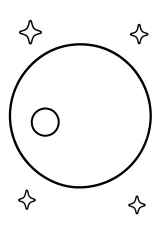 Pianeta con cratere e stelle disegno da colorare PDF gratis