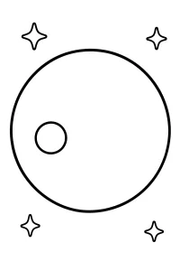 Pianeta con cratere e stelle disegno da colorare PDF gratis