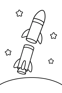 Cohete de dos etapas en el espacio dibujo para colorear PDF gratis