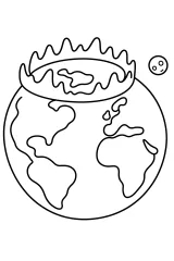 Terra con fascia ondulata e Luna disegno da colorare PDF gratis
