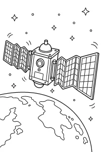 Satellit mit geöffneten Solarpaneelen malvorlage kostenlos PDF