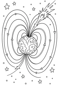Magnetar mit magnetischen Feldlinien malvorlage kostenlos PDF