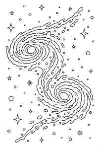 Intertwined Spiral Galaxies coloring page free PDF