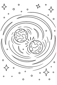 Zwei Planeten in Spiralwellen malvorlage kostenlos PDF