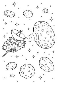 Sonda spaziale che esplora un pianeta craterizzato disegno da colorare PDF gratis
