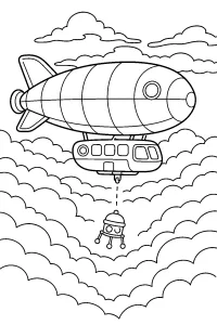 Luftschiff in Wolken mit Wetterinstrument malvorlage kostenlos PDF