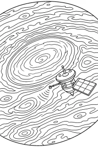 Sonda spaziale sopra una grande tempesta disegno da colorare PDF gratis