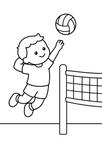 Child Jumping for a Volleyball coloring page free PDF