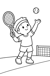 Joueur de tennis avec raquette et balle dessin à colorier PDF gratuit