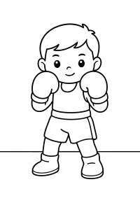 Boxeador listo con guantes dibujo para colorear PDF gratis