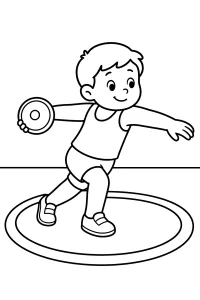Atleta con disco nel cerchio disegno da colorare PDF gratis