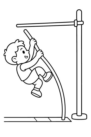 Enfant réalisant un saut à la perche vers une barre haute