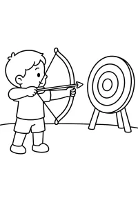 Enfant avec arc et cible dessin à colorier PDF gratuit