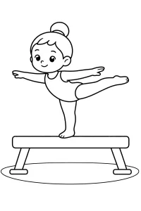Gimnasta en equilibrio sobre la barra dibujo para colorear PDF gratis