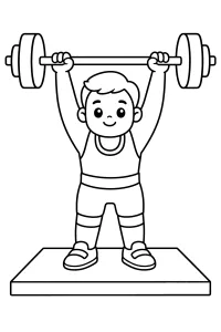 Child Lifting a Barbell coloring page free PDF
