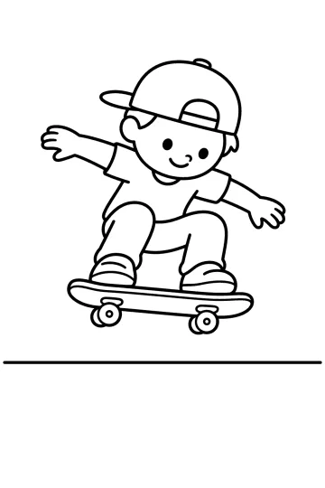Enfant avec un casque sautant sur un skateboard au-dessus d'une ligne