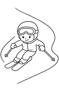 Esquiador bajando la pista dibujo para colorear PDF gratis