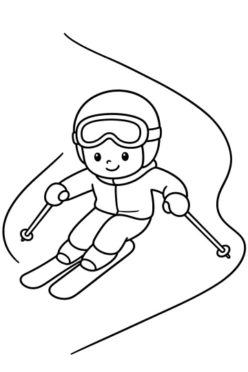 Niño esquiador con gafas, bastones y dos esquís sobre una pista nevada