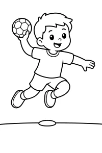 Futbolista saltando con un balón dibujo para colorear PDF gratis