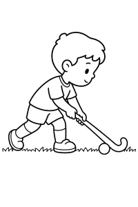 Bambino che gioca a hockey su prato disegno da colorare PDF gratis